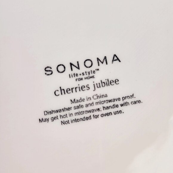 Sonoma Home Cherries Jubilee Ceramic Serving Bowl 3D Sculpted Red Cherries 2005